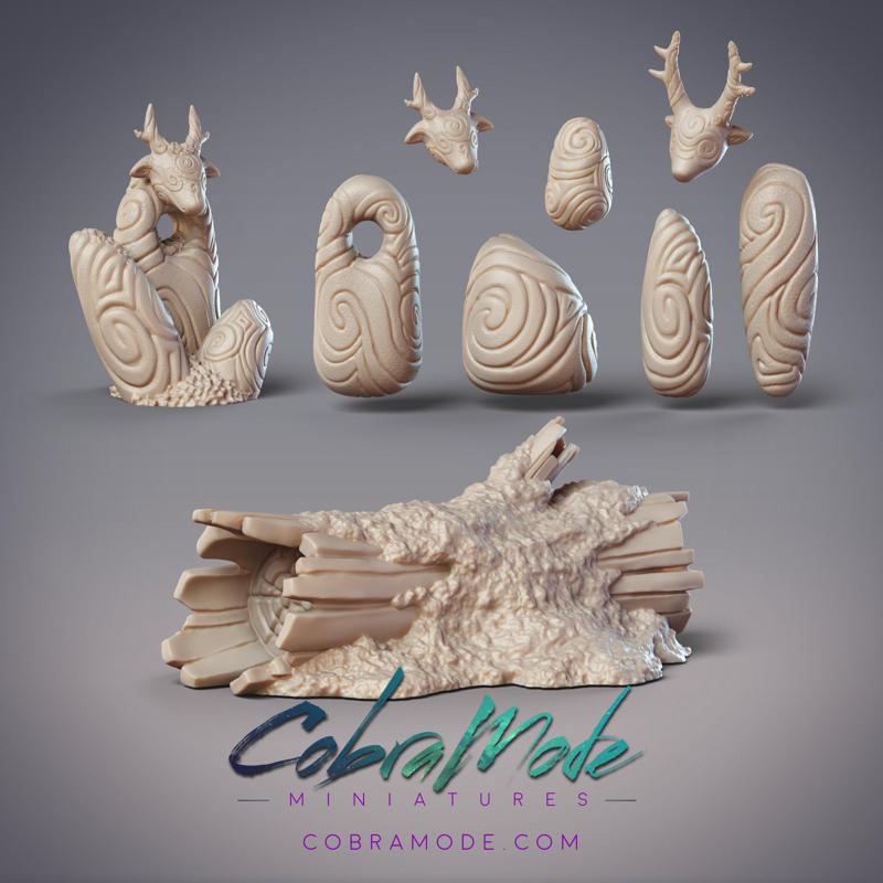 Druidic Standing Stones and Giant Log Scatter Terrain Set