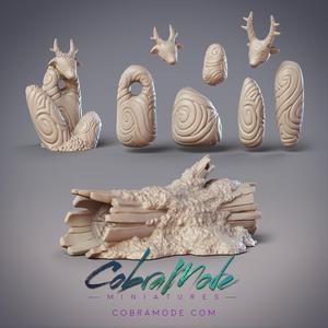 Druidic Standing Stones and Giant Log Scatter Terrain Set