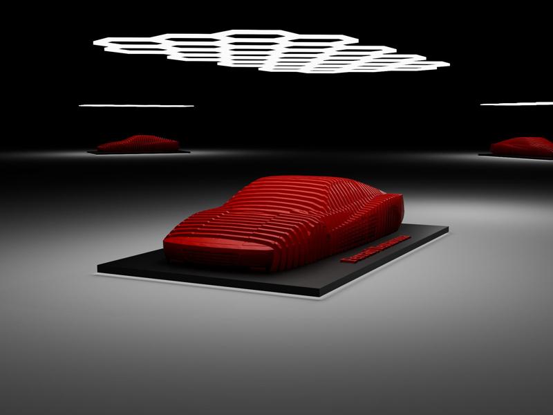Ferrari Testarossa layered sculpture