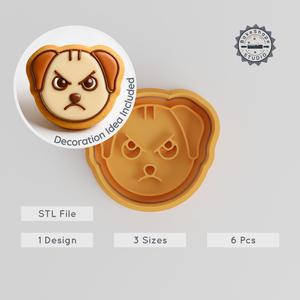 Angry Face Cookie Cutter & Stamp Set, 6-Piece Pack, S/M/L Sizes, Perfect for Cookies & Fondant PRODUCT_887