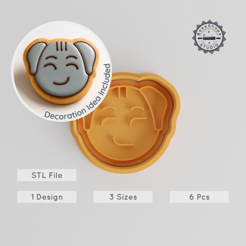 Smart Dog Shape Cutter & Stamp, Cookie & Fondant Tool Set, Animal Design, 3 Sizes, Instant Download STL PRODUCT_904