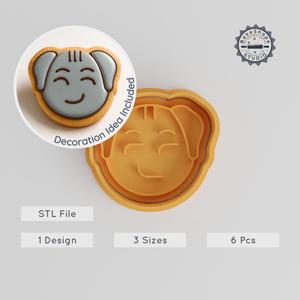 Smart Dog Shape Cutter & Stamp, Cookie & Fondant Tool Set, Animal Design, 3 Sizes, Instant Download STL PRODUCT_904
