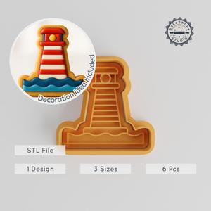 Lighthouse Shape Cutter & Stamp, Perfect for Cookies & Fondant, S/M/L Sizes, 6-Piece Set PRODUCT_1285