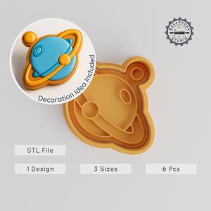 Saturn Shape Cutter & Stamp Set, Space Theme, Cookie & Fondant Tool, Small Medium Large Sizes PRODUCT_170