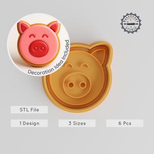 Pig Shape Cutter & Stamp, Farm Animal Cookie & Fondant Tool, Includes Small Medium Large Sizes, Set of 6 PRODUCT_92