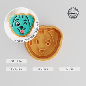 Winking Dog Shape Cutter & Stamp Set, 6 Pieces, Includes Playful Puppy Design, Perfect for Cookies & Fondant, S/M/L Sizes PRODUCT_913