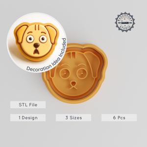 Shocked Dog Shape Cookie Cutter & Stamp, 3 Sizes, Animal Wildlife Baking Tool PRODUCT_890