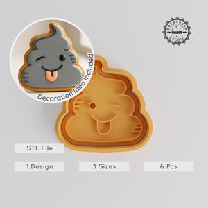 Funny Poop Emoji Cookie & Fondant Cutter Stamp Set, 6 Pieces, Playful Feces Design, Sizes S/M/L PRODUCT_353