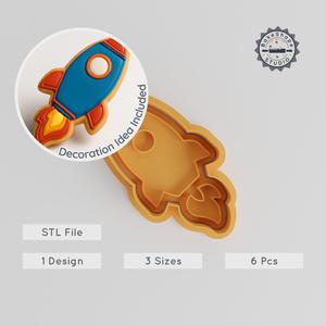 Rocket Shape Cutter & Stamp, Cookie & Fondant Tool, Space Theme, Includes S/M/L, 6-Piece Set PRODUCT_1