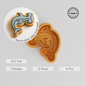 Hammerhead Shark Shape Cutter & Stamp Set, Cookie & Fondant Tool, Small/Medium/Large, Ocean Shark Design, 6 Piece Collection PRODUCT_1105