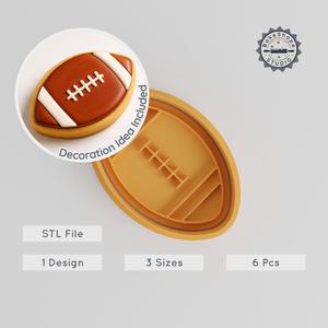 American Football Cookie & Fondant Cutter Stamp, Sports Ball Design, 3 Sizes S/M/L, Perfect for Baking, 3D Print STL PRODUCT_619