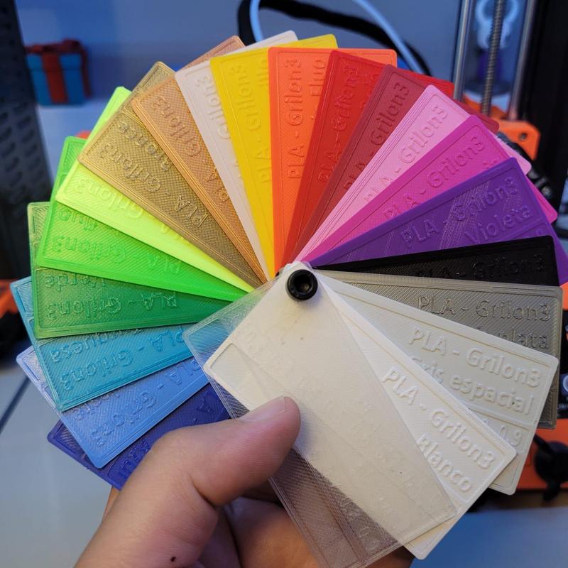 Grilon3 PLA Fandeck, color samples - muestrario colores
