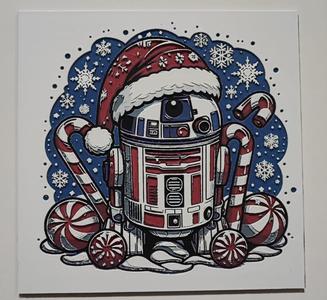 Cuadro 3D Navideño de R2-D2: Dulces y Espíritu Festivo