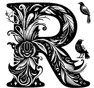 Frottage creation: letter R (version 9)