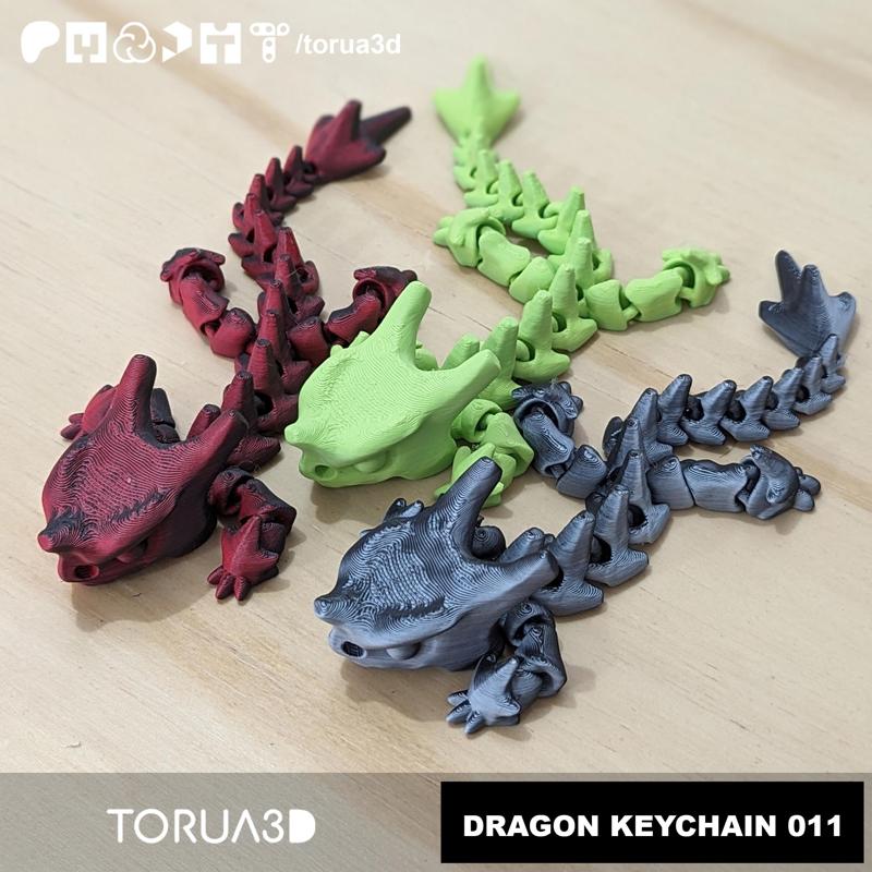 Articulated Dragon Keychain 011 - Print in place - No supports
