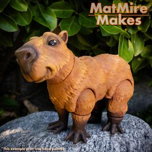 Capybara Articulated figure, Print-In-Place Body, Snap-Fit Head, Cute Flexi