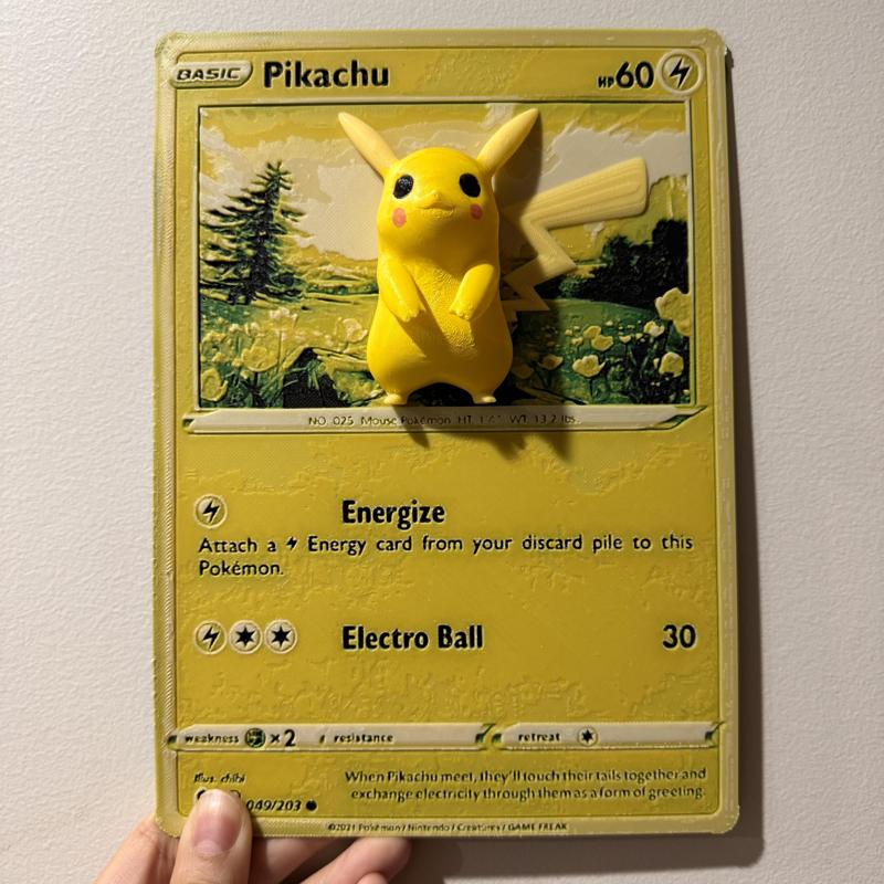 Oversized Pikachu Pokemon Card - Hueforge Hybrid Print
