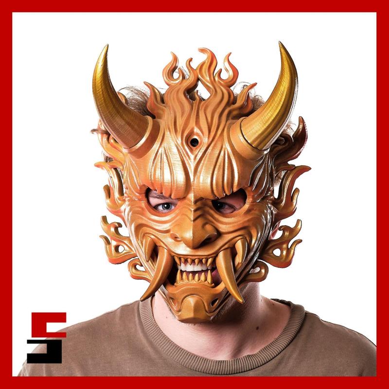 Fire Oni Mask japanese cosplay