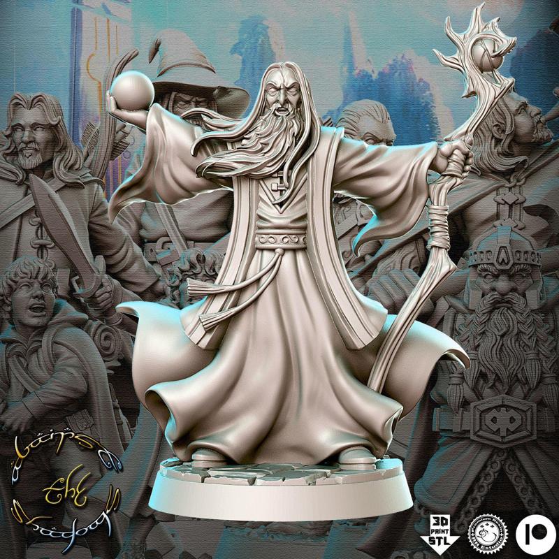 Saruman The Hobbit The Lord of the Rings LOTR 32mm Pre-supported