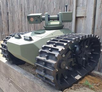 Giant tracked robot drone military 3D printed.