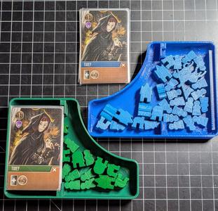 Player trays to hold the 8 starting cards to allow premium sleeves.