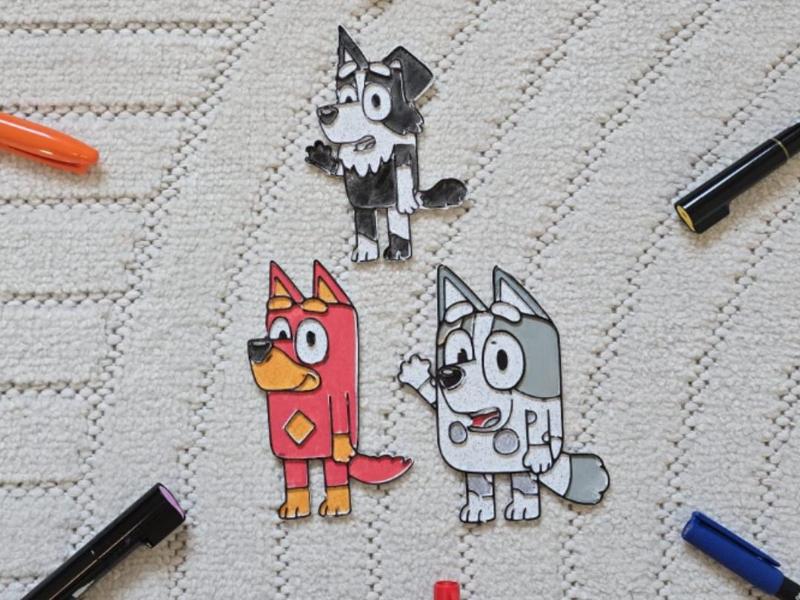 Bluey Muffin Mackenzie Rusty Coloring Set Fun