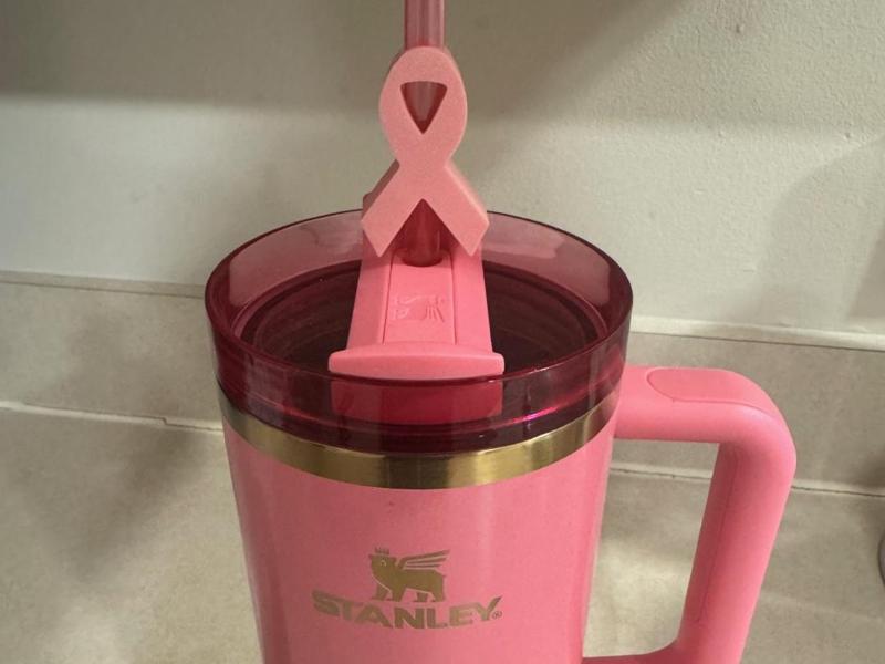 Breast Cancer Awareness Ribbon Stanley StrawTopper