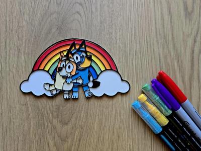 Bluey Bingo Rainbow Cloud DIY Coloring Craft