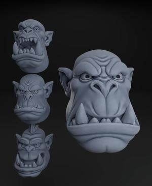 Custom Ork Heads 4 Pack + free Dragon Warhammer