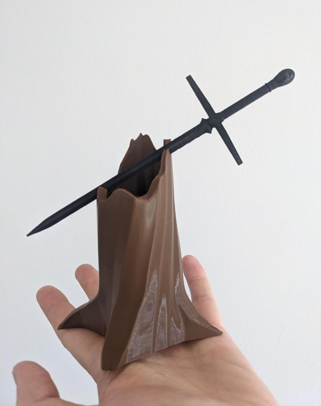 All-Black Necrosword With Tree Stump Stand