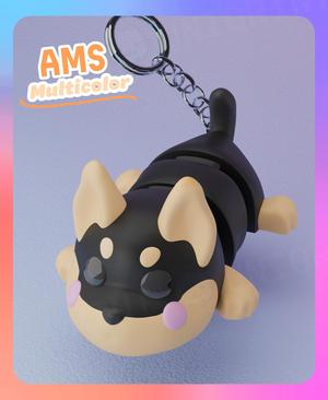 Flexi Doberman Dog Laying Down Keychain (Multicolor)