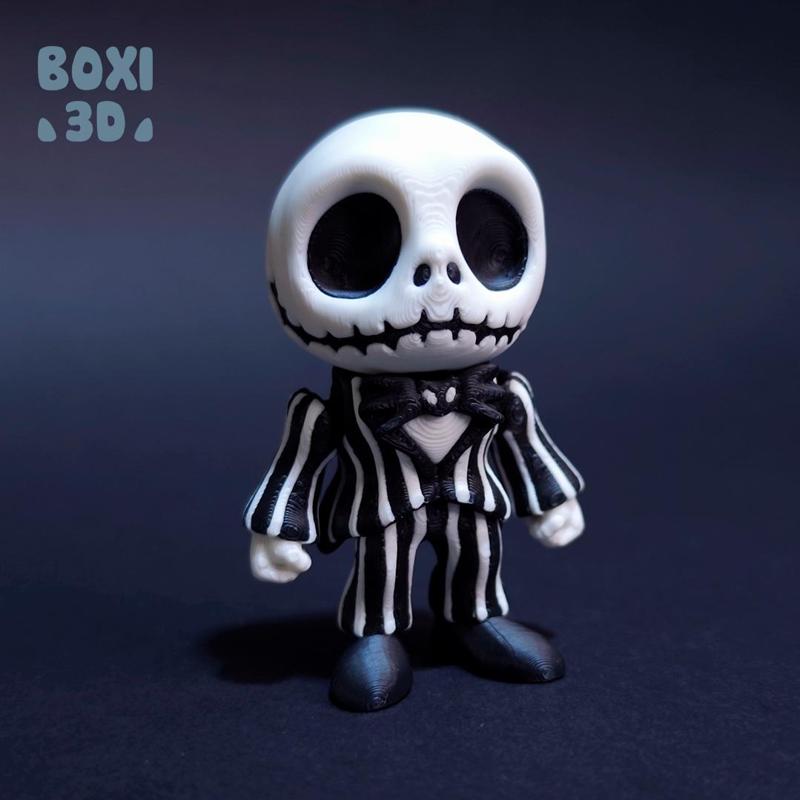 Jack Skellington  - flexi - articulated - cute - STL file for 3D printing - print in place - Includes STL and 3MF files.