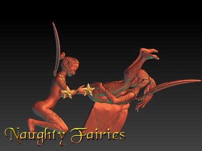 Naughty fairies - Shirley & Sybil - erotic miniature 75 mm scale