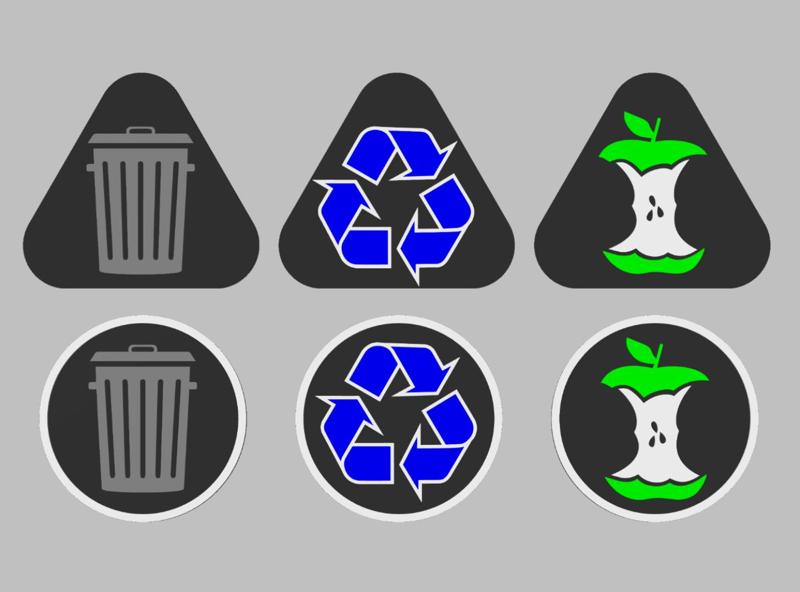 Recycling, Trash, Compost Logo Signs