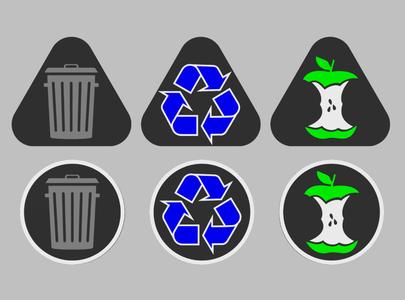 Recycling, Trash, Compost Logo Signs