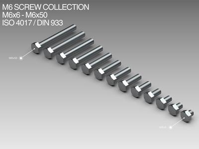 M6 Screw Collection M6x6-M6x50 ISO 4017 / DIN 933