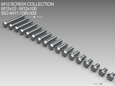 M12 Screw Collection M12x12-M12x100 ISO 4017 / DIN 933