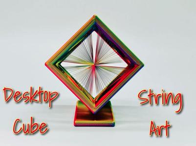Desktop cube string art, with stand.