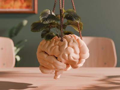 Brain Hanging Planter ( Print a Brain)