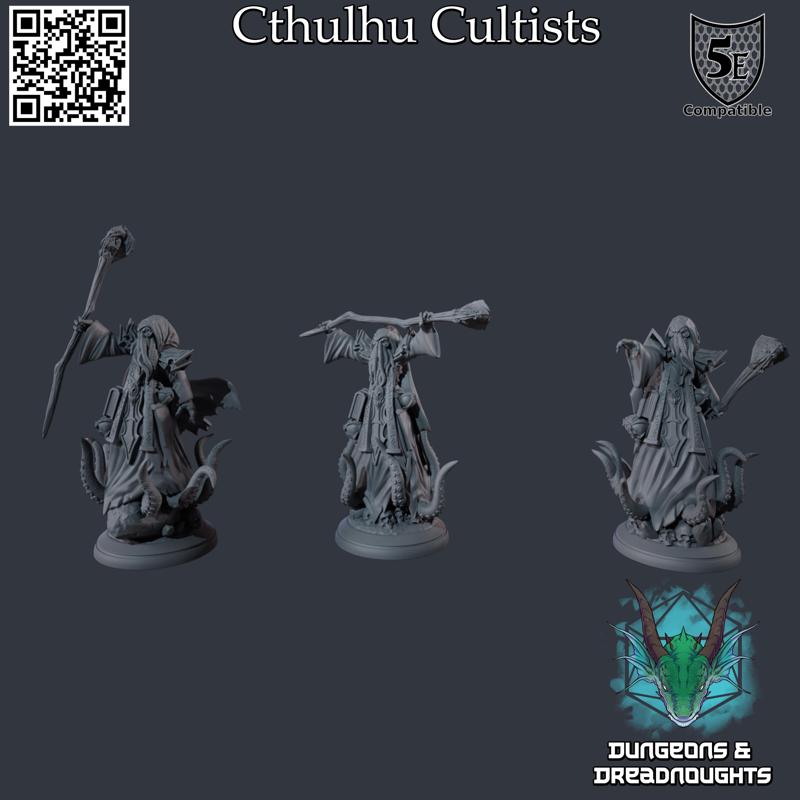 Cthulhu Cultists (3 Models) - 5e Stats Included