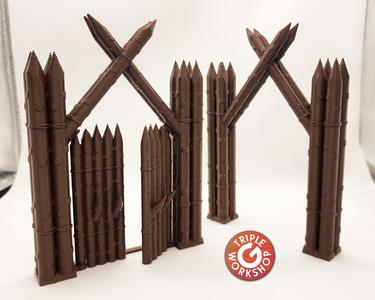 Medieval Palisade Gate & Arch - Print in Place - No Supports