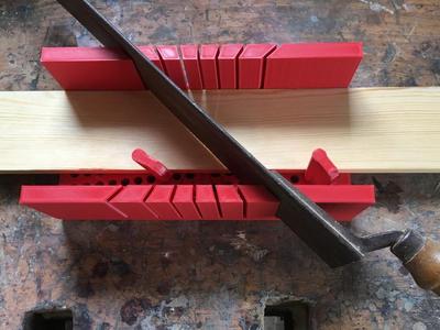 Miter Box with clamping Pegs 15, 30 and 45 degree