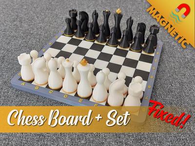 Magnetic Chess Board + Set v.2 (letters fixed!)