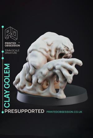 Golem Clay - Constructs - PRESUPPORTED - Illustrated and Stats - 32mm scale			