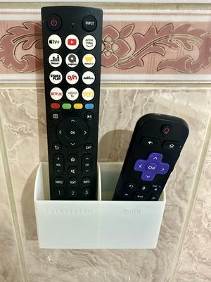 TV/Roku Remote Holder+groove for double sided tape