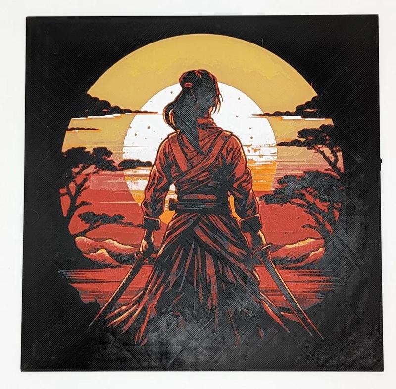 Female Samurai at Sunset - HueForge