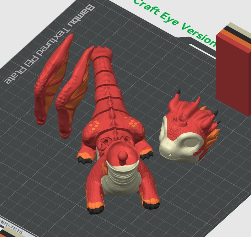 Teen Fire Elemental Dragon - Articulated - 3D print STL and multicolor 3MF file