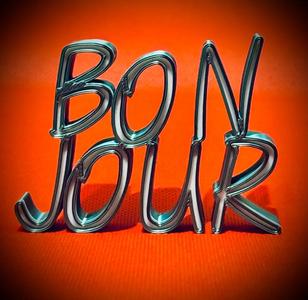 Bonjour Standing Word Art   