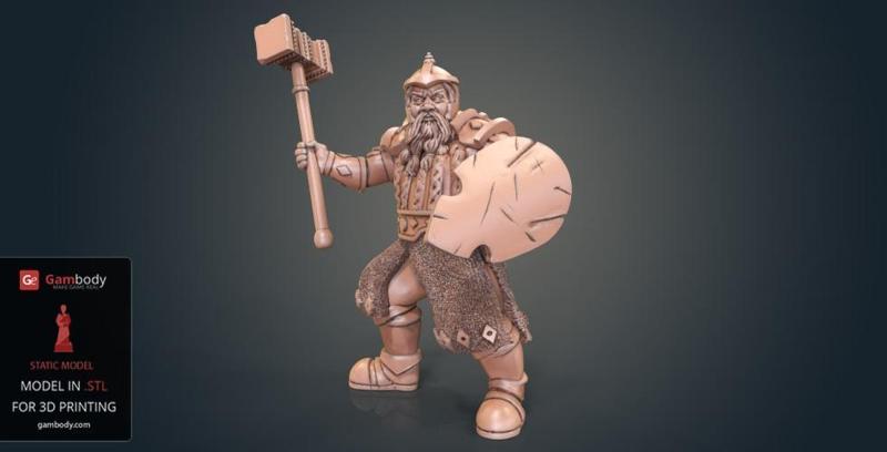 Dwarf Warrior Fighter 3D Printing Figurine | Static