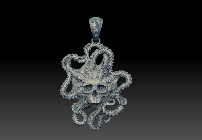Octopus skull pendant cnc 3d model